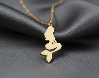 Mermaid Pendant: Gold Finish Silhouette