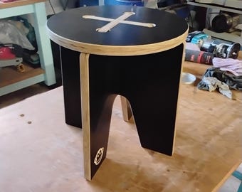 Funky Black Plywood Step Stool – Modern Industrial Design