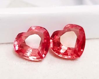 Perzik morganiet paar hartgeslepen edelstenen: 4 karaat, 9 x 9 x 5 mm