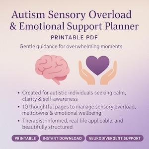 Sensory Overload & Meltdown Planner for Autism | Emotional Support Journal PDF | Neurodivergent Printable for Shutdowns and Self-Regulation