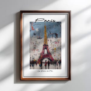 Paris Watercolor Painting Poster | Eiffel Tower Wall Art | Digital Download (With & Without Text)