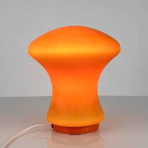 1970-tals vintage orange bordslampa i helglas designad av Stepan Tabery / Tjeckoslovakien / Rymdåldern