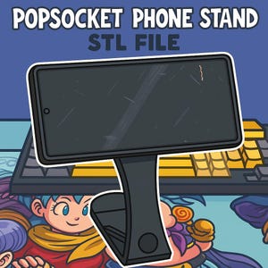 PopSocket Phone Stand STL – 3D Print No Supports Needed – Vertical & Horizontal View, Charging Hole