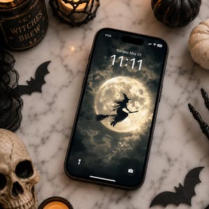 ゴシック調ハロウィン壁紙パック：不気味なロック画面（デジタルダウンロード - iPhone/Android対応）