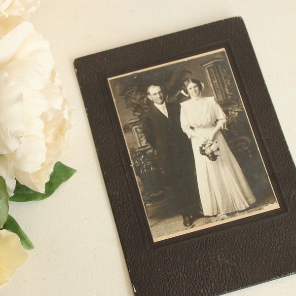 Vintage 1900s 1910s Photograph, Wedding Photo Edwardian Photo Man And Woman, Antique Black And White Sepia Portrait Picture