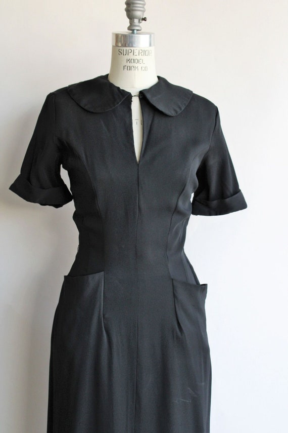Vintage 1940s Dress With Pockets, Black Spiegel R… - image 3