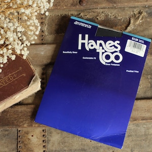 Vintage 1980s 1990s Pantyhose, New NOS Hanes Too, Size AB in Black, Sheer Reinforced Toe