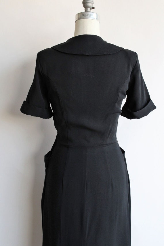 Vintage 1940s Dress With Pockets, Black Spiegel R… - image 10