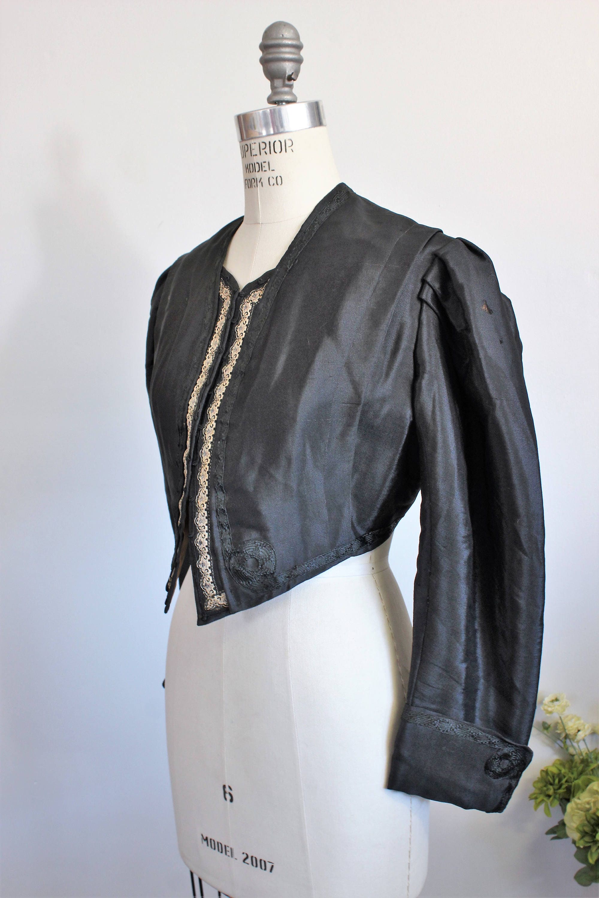 Vintage Antique 1800s Victorian Jacket / Large Size Black Silk | Etsy