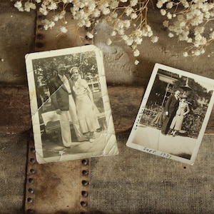 Vintage 1930s Photographs,  Man And Woman Snapshots, Antique Black And White Sepia Portrait Picture