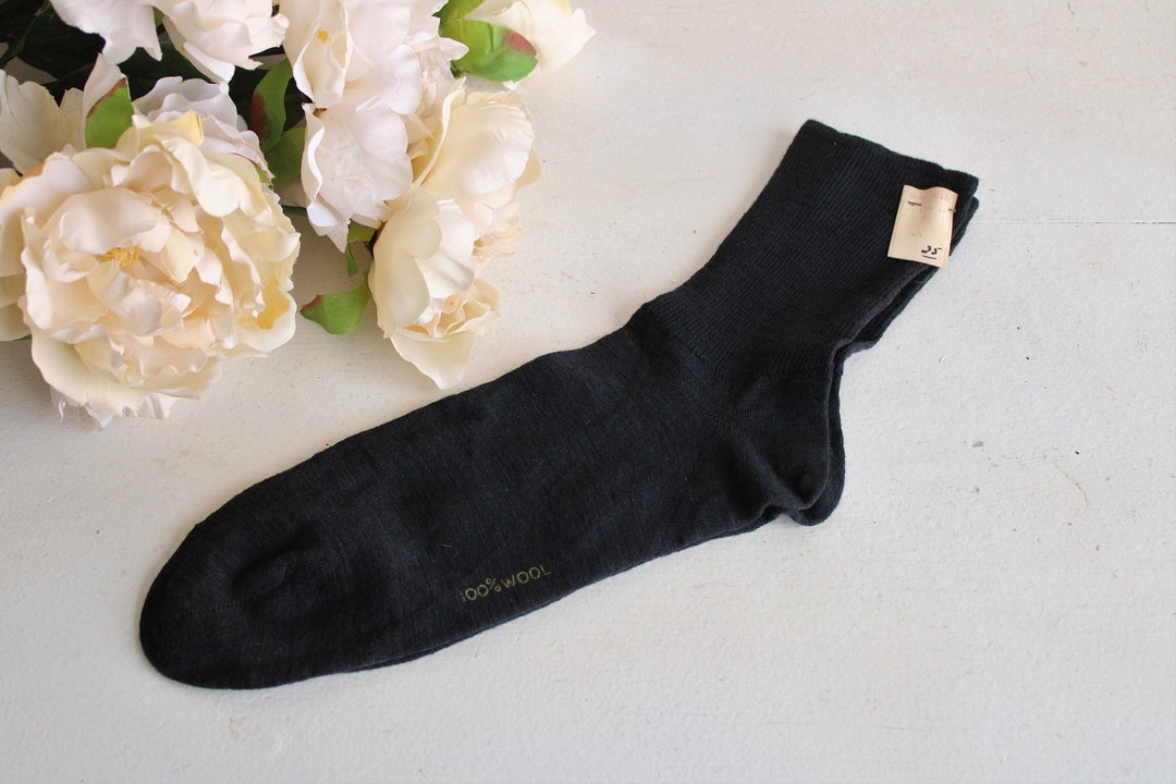 Vintage 1940s Socks / NOS Men's Black Wool / New With Tags - Etsy