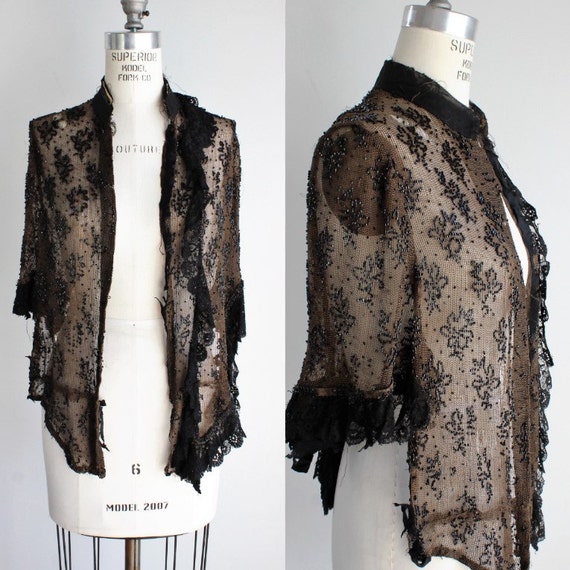 Vintage Antique 1800s Cape Shawl / Victorian Mourn