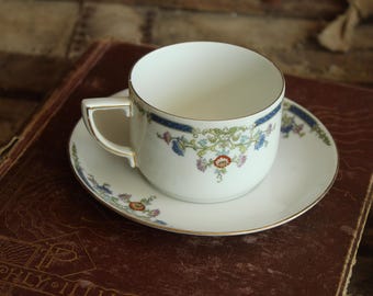 Vintage 1920s 1930s Tea Cup and Saucer, Hutschenreuther Selb China Set, Bavaria