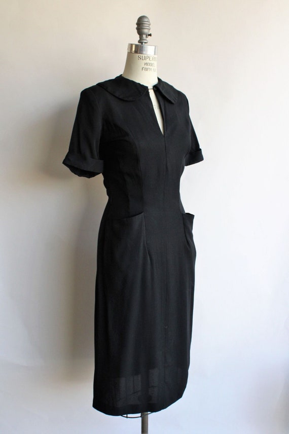 Vintage 1940s Dress With Pockets, Black Spiegel R… - image 5