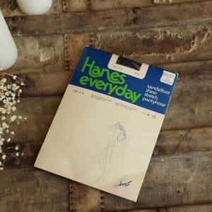 Vintage 1980s 1990s Pantyhose, New NOS, Hanes Navy, Size A-B, Sheer Stretch Sandalfoot