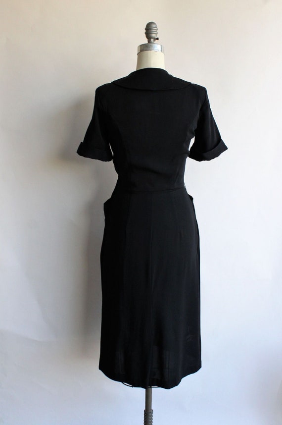 Vintage 1940s Dress With Pockets, Black Spiegel R… - image 9