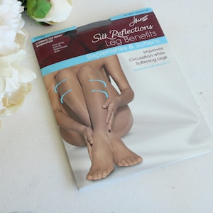 Vintage 1990s 2000s Pantyhose, New NOS, Hanes Barely Black, Size A-B, Silk Reflections Leg Benefits