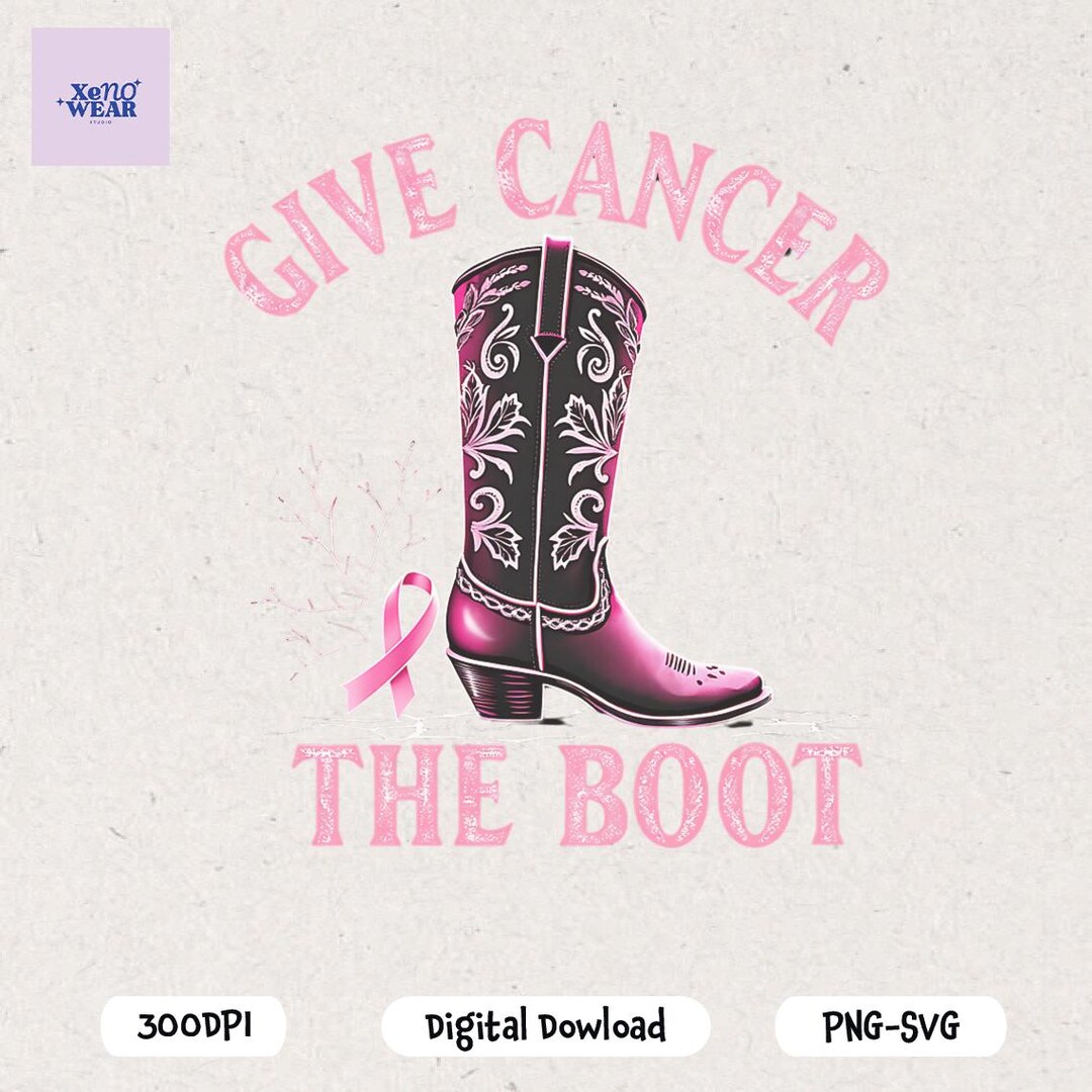 Give Cancer the Boot Png, Breast Cancer Awareness Png, Awareness Ribbon ...