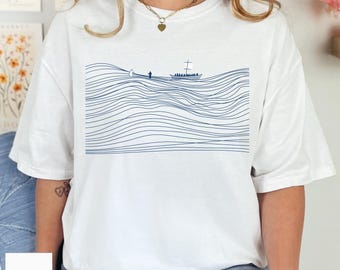 Jesus Walking On Water Shirt, Boho Christian Graphic Tshirt, Christian Gift, Bible Verse Tee, Faith Over Fear Shirt, Faith Religious Apparel