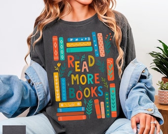 Comfort Colors Read More Books Shirt, Literacy Teacher Shirt, Reading Shirt, Reading Is My Jam Tshirt, Librarian Teacher Gift, Bookworm Gift