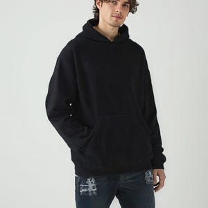 Ultimate Cozy: 100% Cotton Fleece Oversized Black Premium Blank Hoodie for Him or Her, sizes XS-XXL, 380 GSM, Stylish Streetwear Aesthetic
