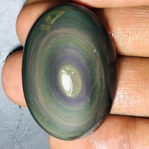Rainbow Obsidian Cabochon: Polished Gemstone for Jewelry Making (59ct, 38x26mm) #78