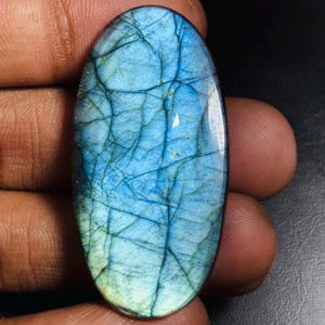 Blue Flash Labradorite Cabochon: Natural Gemstone for Jewelry Making (50 cts, 46x23) #166