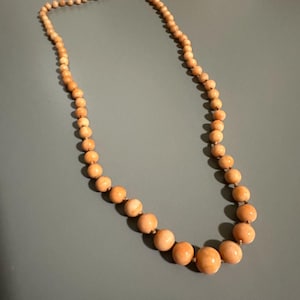 Antique Angel Skin Coral Bead Necklace – Natural Salmon Pink Coral, Vintage Estate Jewelry, 17.4g