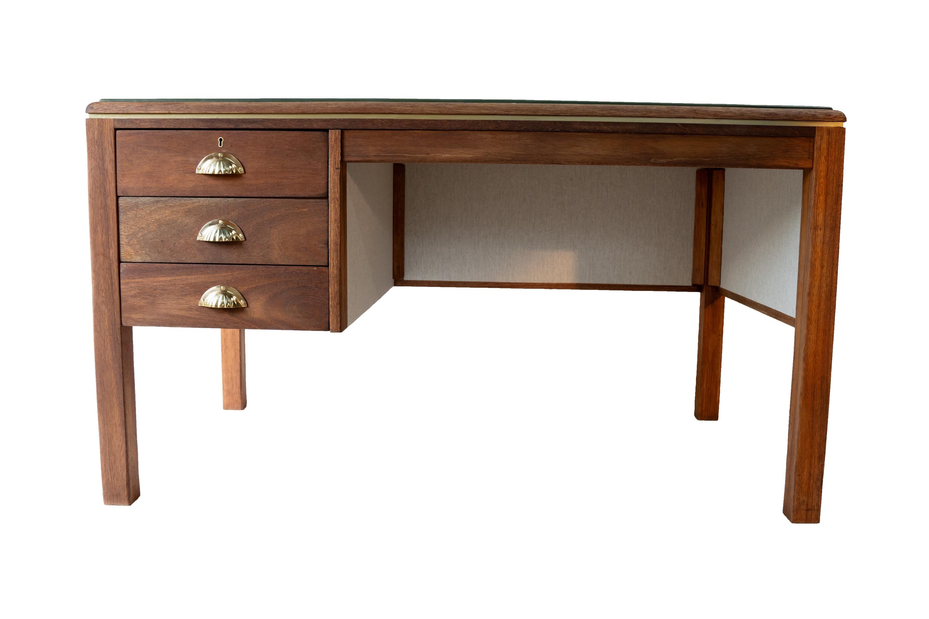 改装されたミッドセンチュリーオークレザートップデスク - Etsy 日本