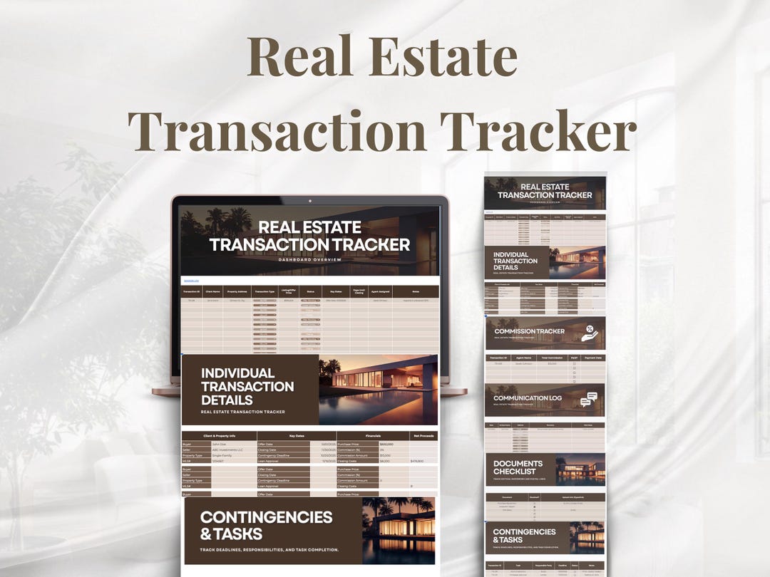 Real Estate Transaction Tracker: Google Sheets Template (digital ...