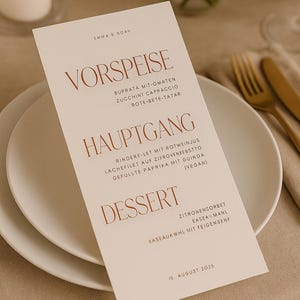 Menükarten Hochzeit – Digital & Editierbar | Elegante Vorlage zum Ausdrucken