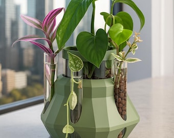 Unique Glass Propagation Station: 'Tektra' Planter for House Plant Cuttings 14 Colours