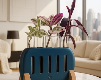 Stylish Glass Test Tube Propagation Station: 'Vora' Planter for House Plant Cuttings 14 Colours