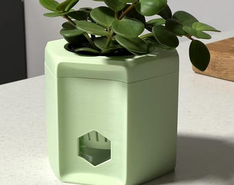 Modern Self-Watering Plant Pot: ‘Hexa’ Mini Semi-Hydroponic Planter for LECA or PON 14 Colours