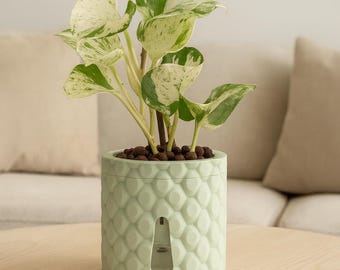 Unique Self-Watering Plant Pot: Quilted Mini 'Quilta' Semi-Hydroponic Planter for LECA or PON 14 Colours