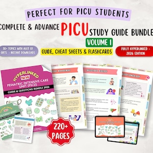PICU Notes 2026, Critical Care RN Study Guide (Digital Download)