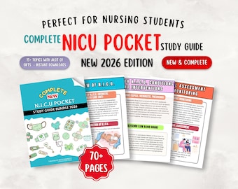 NICU Nurse Pocket Guide Bundle, 2026 Study Guide Hyperlinked (PDF)