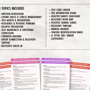 Addiction Recovery Group Therapy Games, Coping Skills (PDF File) image 4
