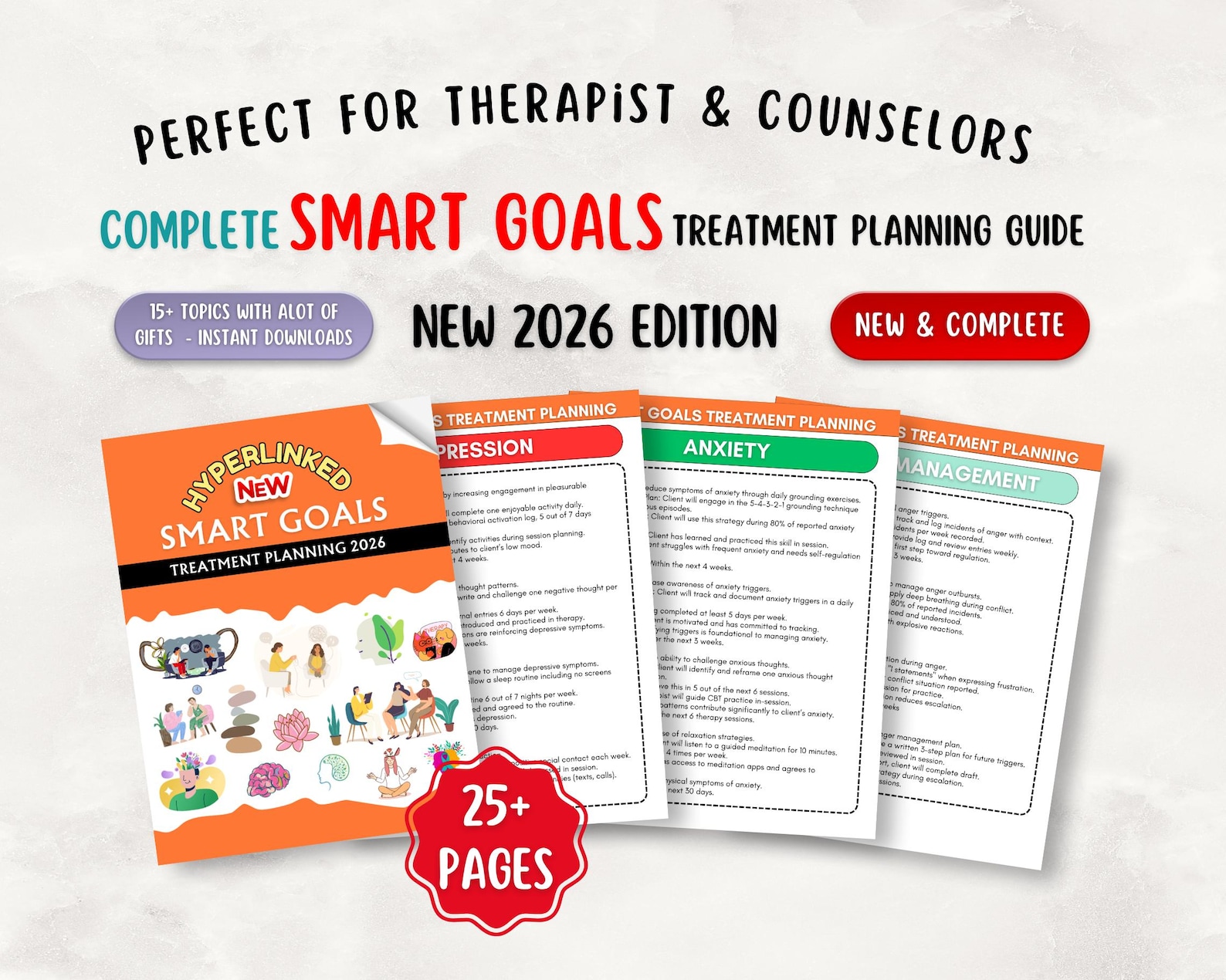 SMART Goals Treatment Planning Guide: Mental Health Therapy Tools (PDF ...