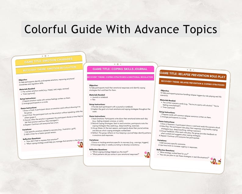 Addiction Recovery Group Therapy Games, Coping Skills (PDF File) image 10