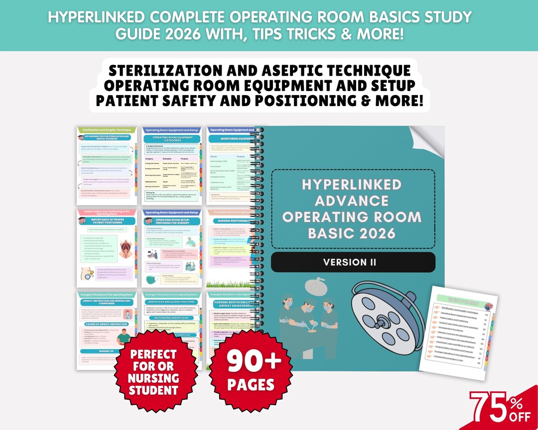 Operating Room Basics Study Guide, Surgical Nursing (PDF) - Etsy