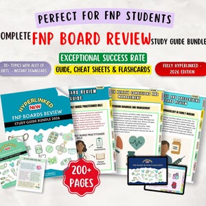 UPDATED for 2026! FNP Exam Review, 30+ Topics, 200+ Pages, Hyperlinked (Digital Downloads)