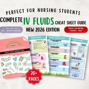 100+ IV Fluids Cheat Sheet 20+ Pages, Nursing Study Guide 2025-26 (Digital Downloads)