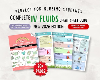 100+ fusklapp för IV-vätskor, 20+ sidor, studiehandledning för omvårdnad 2025-26 (digitala nedladdningar)