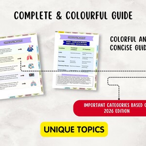 May include: Two colorful guides with the text "COMPLETE & COLOURFUL GUIDE" and "COLORFUL AND CONCISE GUIDE". The guides have the text "CHART CARDIOPOL" and "IMPORTANT CATEGORIES BASED ON 2026 EDITION" and "UNIQUE TOPICS".