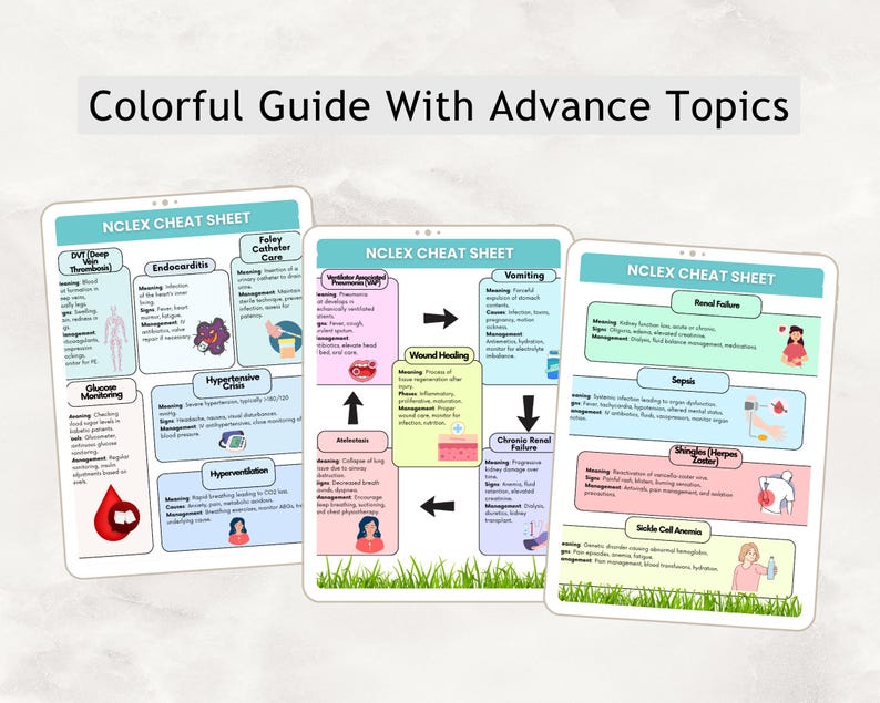 100+ Nclex Cheat Sheet 20+ Pages, Nursing Study Guide 2025-26 (digital ...