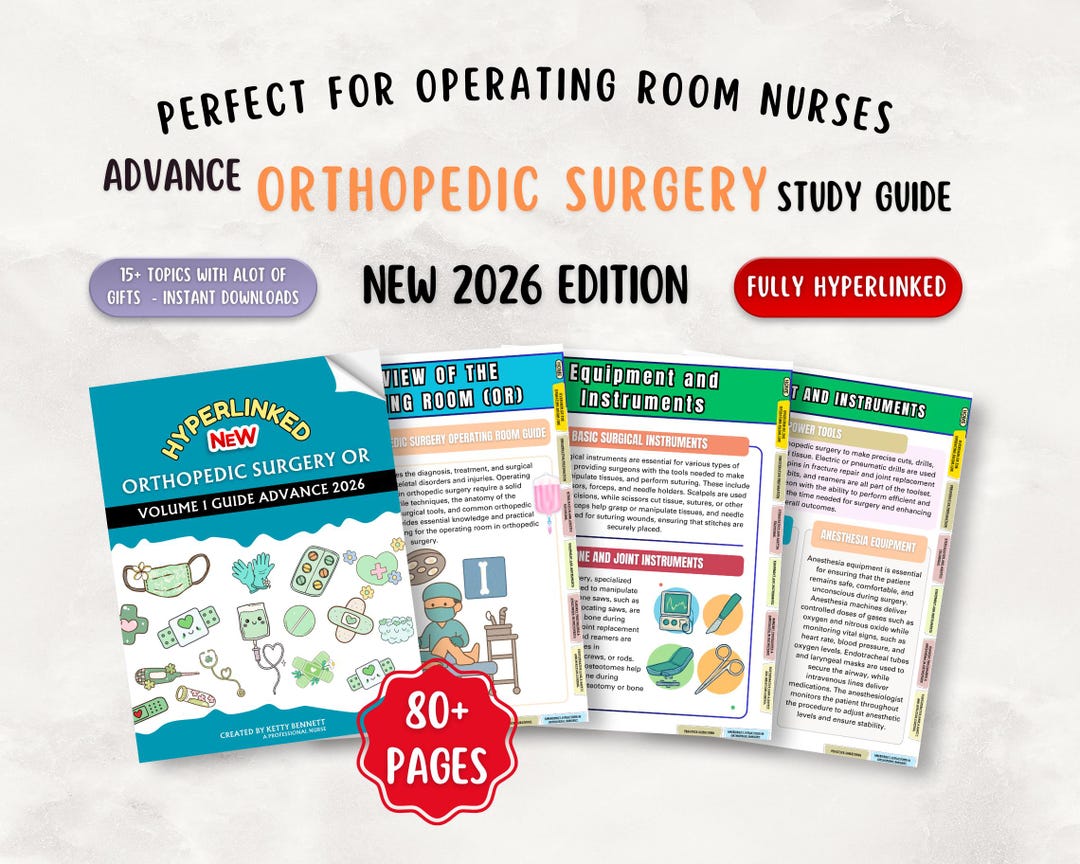 Orthopedic Surgery OR Room Study Guide, Operating Room Hyperlinked 2026 ...