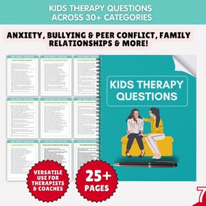 Kids Therapy Questions Bundle, Anxiety, Child Counseling, Emotional Regulation, School Therapy Tool, School Counselor Therapist