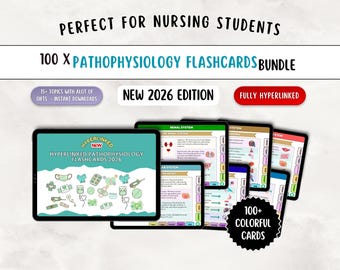 Pathophysiology Flashcards, 100+ Colorful Flashcards, All System 10+ Topics HYPERLINKED 2026