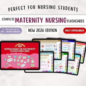 OB Maternity Nursing Flashcards, 100 X Hyperlinked Cards 2026 (PDF File)